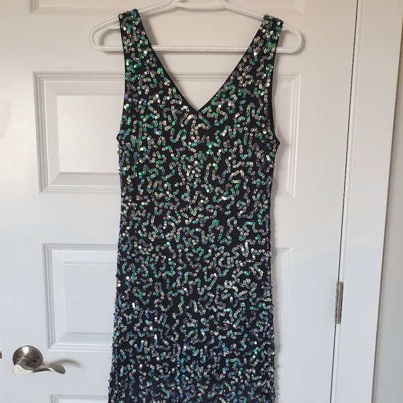 VINTAGE sequin black dress (blue and black) - Picture 1 of 3